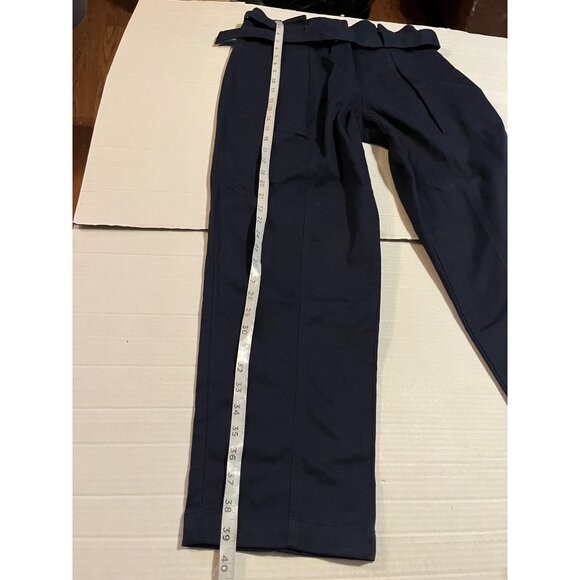 New Banana Republic Factory Women Twill Belted Taper Pant Size 10 Navy High-Rise - Picture 12 of 13